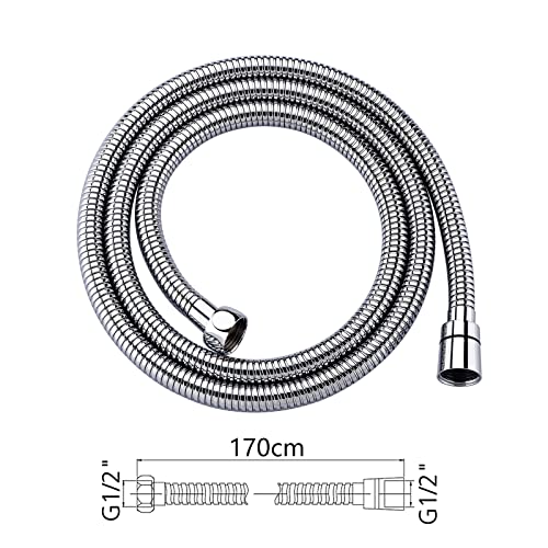 Ibergrif M20109-17 Shower Hose 1.7M, Replacement Shower Hose, Universal Shower Hose, Flexible Anti Twist Shower Hose for Bath Taps, Stainless Ste