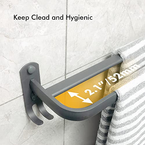 Double Towel Rail Self Adhesive or Wall Mounted Towel Rack Holder with Double Hooks Space Aluminium Towel Rods for Bathroom Kitchen Organizer Sto