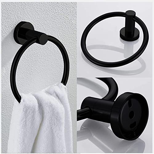 Morobor Rust-Proof Towel Ring, Dishcloth Holder for Bathroom and Kitchen, Stainless Steel Constructed Heavy Duty Bathroom Accessories, Matte Blac