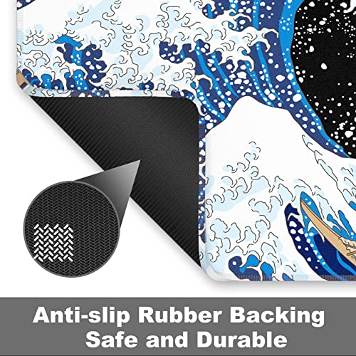 Rnivvi Front Door Mat, 30"x17" Wave Theme Indoor Outdoor Welcome Mat, Heavy Duty Low Profile Anti-Slip Entryway Rug for Home Entrance, Floor, Pat