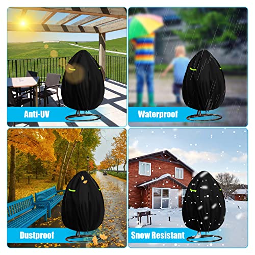 MaxAwe Patio Hanging Egg Chair Cover, 420D Oxford Outdoor Egg Chair Cover Waterproof Heavy Duty Anti-dust UV-Anti with Zipper and Drawstring, 115