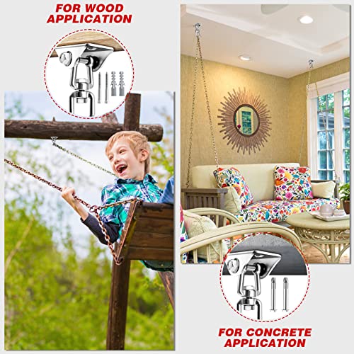Heavy Duty Swing Hanger Hook 360°Rotate Hanging Chair Hook Ceiling Hook for Hammock Swing with Bolts Screws Stainless Steel Hammock Chair Hanging