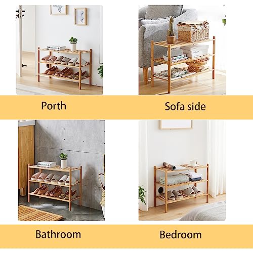 latifolia Shoe Rack, 3-Tier Bamboo shoe rack, shoe organizer for Entryway Hallway Closet, natural