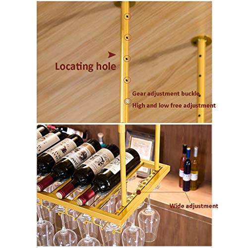 EYLINK Wine racks Home/Bar Retro Hanging with Glass Holder, Adjustable Metal Ceiling Bar Wine Glass Rack, Industrial Wall Mounted Wine and Glass