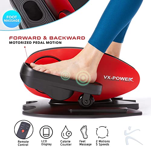 VX-Power Seated Elliptical Bike - Quiet Under Desk Mini Elliptical Machine, Feet Massager, Pedal Exerciser with Built in Display Monitor for Leg