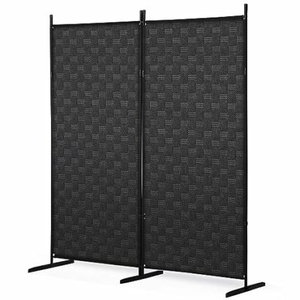 2 Panel Room Divider for Room Separation Small Black Room dividers and Folding Privacy Screens Indoor Wall partition Rooms devider fresstanding P