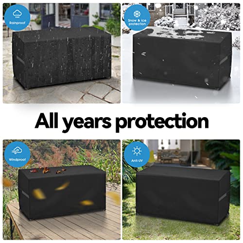 Garden Furniture Covers,GUANJUNE Outdoor Patio Table Set Cover Waterproof,Anti-UV Heavy Duty Upgraded 420D Oxford Fabric Rattan Furniture Covers,