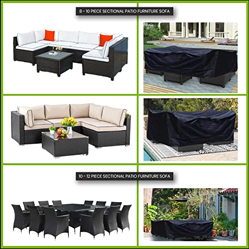 HandyAndy Patio Furniture Cover (Rectangular 124" L x 63" W x 29" H) - Waterproof Covers for Outdoor Seating - Great for Patio Dining Tables, Gar