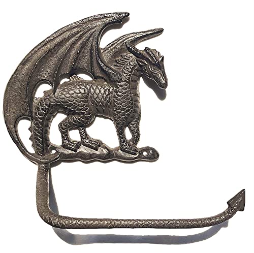 Konjouror Cast Iron Antique Dragon Towel Ring, Wall Mounted Medieval/Gothic Accessories for Bathroom