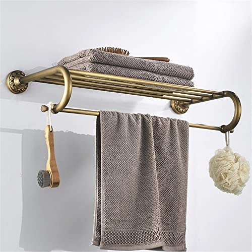 HIGOH Towel Racks, Bathroom Towel Rack Wall Mounted Towel Holder,Bathroom Copper Towel Rack,European Retro Antique Bathroom Towel Bars,Double She