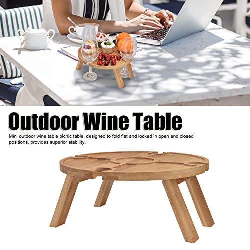 FTVOGUE Outdoor Picnic Table Wooden Folding Table with Wine Glass Holder for Family Hiking Camping Outdoor Dinner