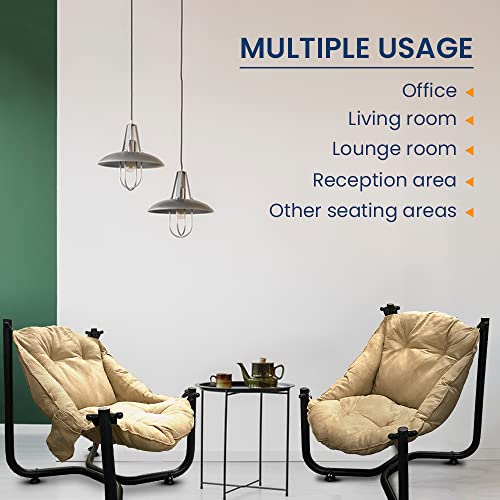 METALLIC TURTLE Comfort Chairs Set of 2 Garden Lounge Patio Camping Chairs Balcony Furniture, Conservatory Sofa (Beige)