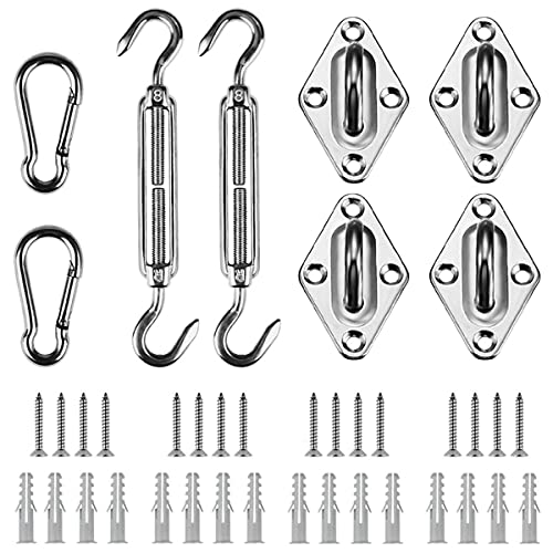 Techson Shade Sail Hardware Kit, 5 inch 304 Stainless Steel Canopy Awning Installation Set for Garden, Outdoor, Patio Triangle Sun Shade