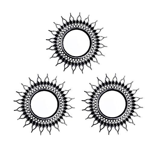 OIGUMR 3 Pack Black Mirror for Wall Small Mirrors Decorative Mirrors Round Mirrors Wall Decor 9.9x9.9 inch (01 Black)