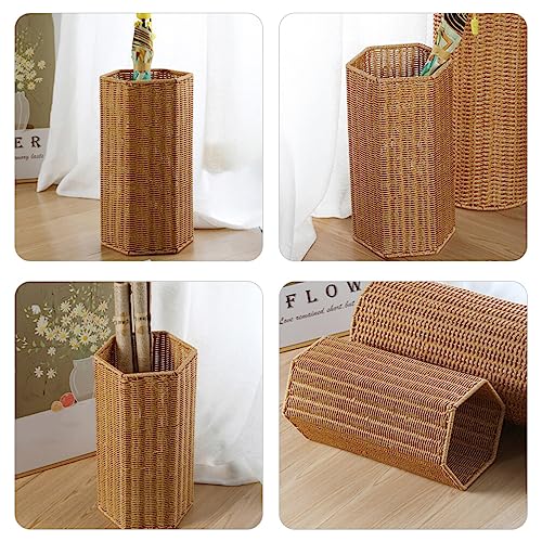 OSALADI Yoga Mats Woven Umbrella Stand Rattan Basket Freestanding Canes Walking Sticks Holder Umbrella Basket Tall Basket Floor Woven Bucket for