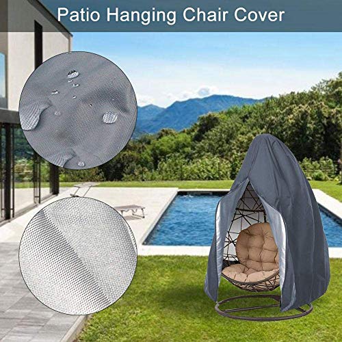 Namotu Waterproof Egg Hanging Chair Cover with Zipper, 115 * 190cm 210D Oxford Fabric Heavy Duty Veranda Patio Cocoon Chair Garden Protective Cov