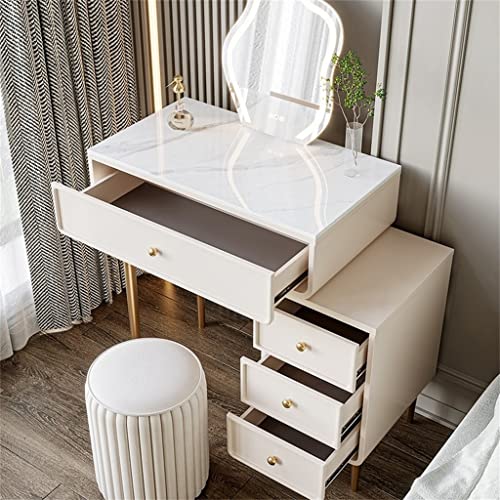 DINGZZ Pine Slate Dressing Table Solid Wood Vanity Bedroom Light Combination Storage Cabinet