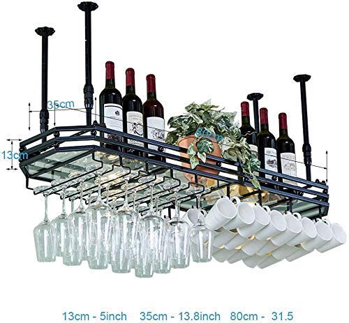 EYLINK Wine Racks,Wine Lovers/Wall Mounted Wine Rack Hanging Wine Glass Rack Bar Creative Wine Rack Upside down Goblet Rack Ceiling Decoration Sh
