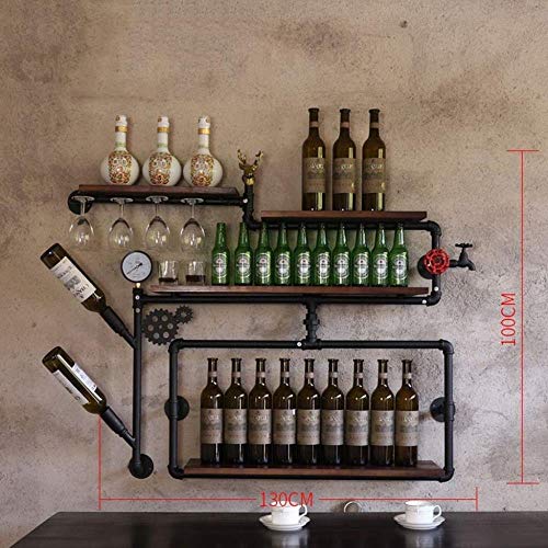 NEOCHY Wine Rack Retro Modern Wall-Mounted Goblet Holder Hanging Bottle Display Floating Living Room Bar Decoration