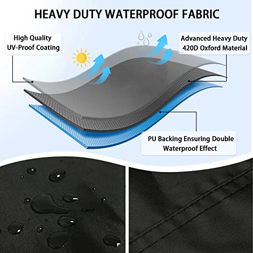 RICHIE Garden Stacking Chair Covers Waterproof, Garden Chair Covers for Stackable Chairs, Windproof, Anti-UV Heavy Duty 420D Oxford Fabric Reclin