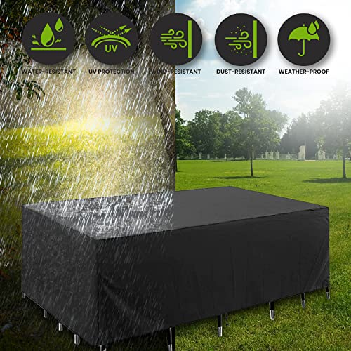 HandyAndy Patio Furniture Cover (Rectangular 124" L x 63" W x 29" H) - Waterproof Covers for Outdoor Seating - Great for Patio Dining Tables, Gar