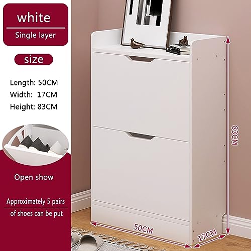 Free Standing Shoe Cabinet Tipping Bucket Shoe Rack Organizer with Flip Drawers, Modern Entryway Shoe Storage with Top Display, Narrow Slim Hidde