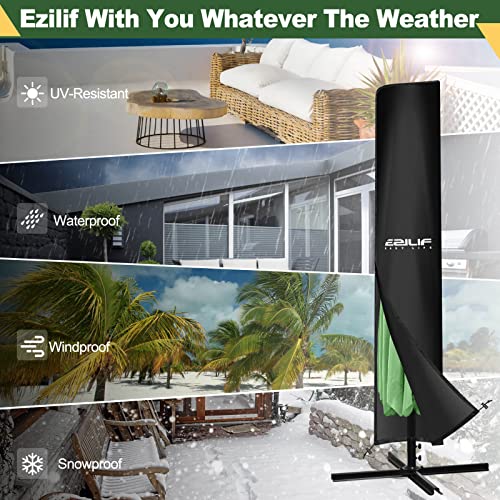 Ezilif Parasol Cover, 420D Oxford Parasol Covers Waterproof/Windproof/Anti-UV, Parasol Covers Fit for 1.5-2M Garden Outdoor Umbrellas(140*25/30CM