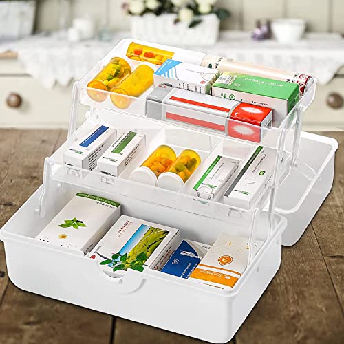 Lawei 3-Layer Medication Storage Multi-Purpose Storage Box Medicine Cabinet Portable with Handle Medicine Case Craft Box Sewing Supplies Organise