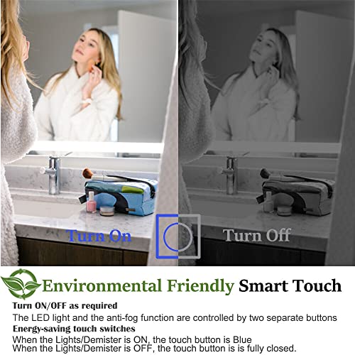 Finmrys Round Bathroom Mirror with LED Lights 500 mm Illuminated Bathroom Mirror with Demister Wall Mounted Bathroom LED Mirror Dimmable 3 Colour