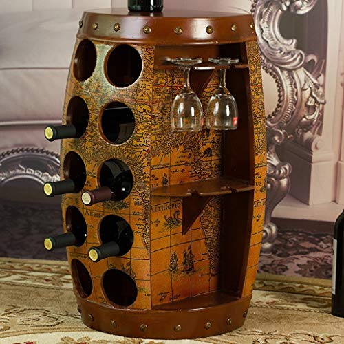 PIBM Floor-Standing Wine Barrel Stable Home Display Stand Wine Cellar Storage Box Creative Decor J1116