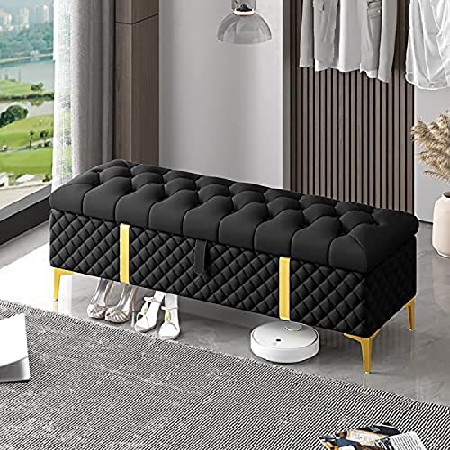 Storage Ottoman Bench,Luxurious Storage Bench End Of Bed Bench,Leather Upholstered Bench With Storage,Pink,80X40X45Cm(31X16X18Inch)