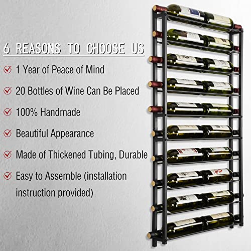 FLstudio Wall Mount Wine Rack - Metal Wine Storage Organizer Wall Mounted Wine Holder for 20 Wine Bottle Display