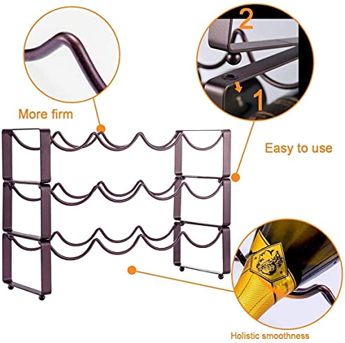 MSYU 3 Tier Stackable Wine Rack Countertop Cabinet Wine Holder Wine Storage Shelf Hold 12 Bottles, for Kitchen, Bar, Pantry, Wine Cellar, Basemen