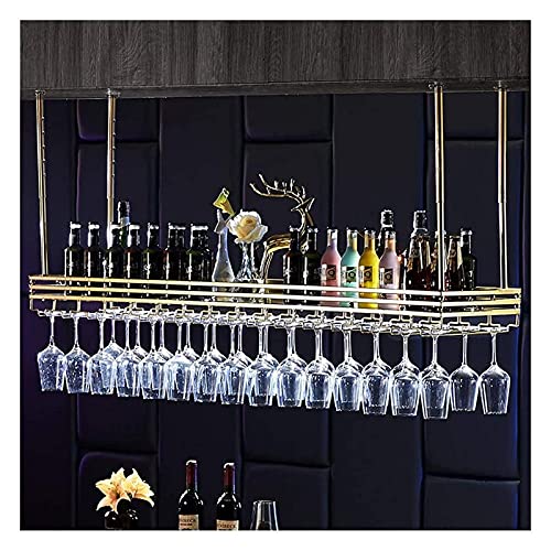 SUCHETA Hanging Wine Rack with Glass Holder and Shelf, Goblet Wine Glass Rack, Upside Down Home Decoration Hanging European Creative bar Shelf, W
