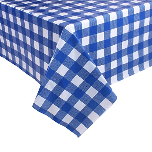 Kesfey 8 Pack Red Gingham Plastic Tablecloths 137x274cm, Disposable Checkered Rectangle Tablecloth, Waterproof and Spillproof Table Covers for Pa