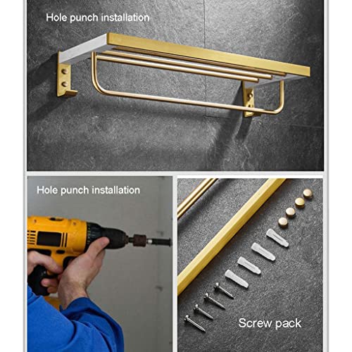 HIGOH Towel Racks,Bathroom Towel Rack Wall Mounted Towel Holder,Marble Bathroom Towel Rack,Bathroom Towel Shelf,Space Aluminum Bathroom Hardware
