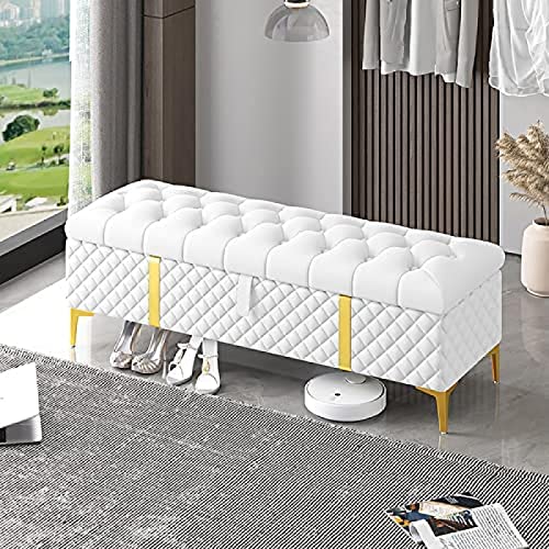 Storage Ottoman Bench,Luxurious Storage Bench End Of Bed Bench,Leather Upholstered Bench With Storage,Pink,80X40X45Cm(31X16X18Inch)