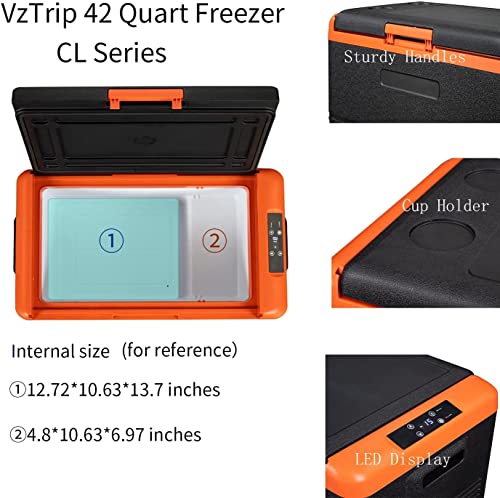 SXxingkong 42 Quart Portable Car Freezer, 12 Volt Outdoor Refrigerator Low Noise With Portable Cup Holder For Vehicles, Trucks, RVs, Camping - 12