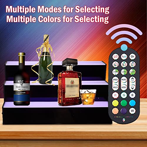 Kweetle Liquor Bottle Display Shelf,24 Inch 3-Step LED Lighted Bar Shelf,Wine Bottle Display Rack with Remote & App Control for Home, Club, Comme