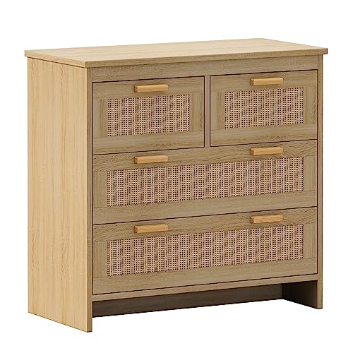 PUDO Storage Accent Chest, Engineered Wood Rattan, Natural, 31.5
