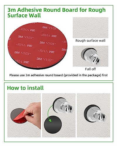 Hibbent Suction Cup Shower Head Holder, Removable Shower Head Bracket, Height Adjustable Shower Wand Holder & Wall Mount No Drill Shower Head Bra