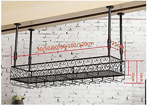 SUCHETA Hanging Wine Rack with Glass Holder and Shelf, Bar Wine Glass Rack, KTV Special Glass Rack, Goblet Rack, Hanging Cup Rack, Creative Wine