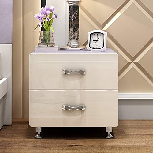 N/A Simple Bedside Table White Painted Bedside Table, Locker Bedroom Assembly Simple Two-drawer Small Locker
