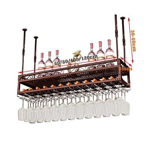 EYLINK Ceiling Storage Rack Wall Mounted Wine Glass Rack Adjustable Industrial Wine Rack Hanging Wine Glass Rack Home Bar Multifunctional Display