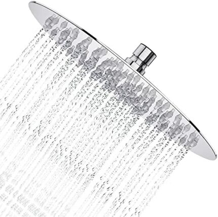 Derpras Round Rain Shower Head, 304 Stainless Steel, Ultra Thin Powerful High Pressure Top Spray Bathroom Rainfall Showerhead(Brushed Nickel) (8