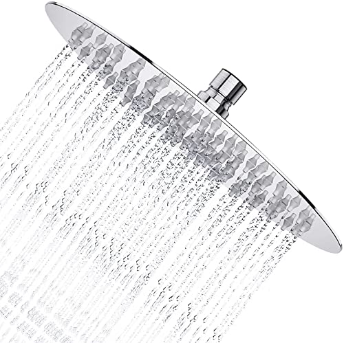 Derpras Round Rain Shower Head, 304 Stainless Steel, Ultra Thin Powerful High Pressure Top Spray Bathroom Rainfall Showerhead(Brushed Nickel) (8
