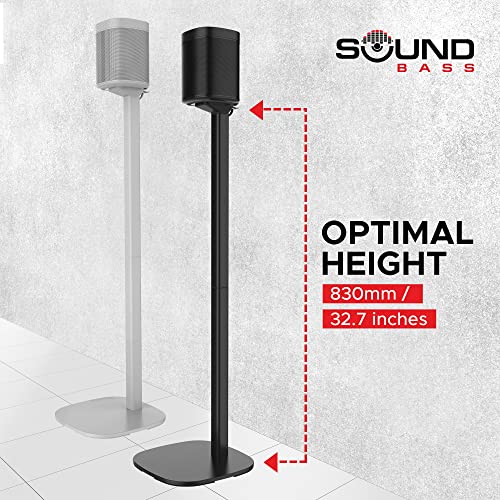 2 x Soundbass ONE Floor Stand, White, Compatible with Sonos ONE, ONE SL & Play:1, Full Hardware Kit Included, Designed in The UK