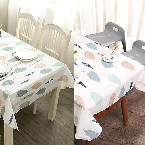 ramoni Pvc Table Cloth,180 * 137cm Leaf Tablecloth PVC TableCloth Plaid Wipeable Tablecloth Rectangular, Resistant,Waterproof,Oil-proof Gingham T