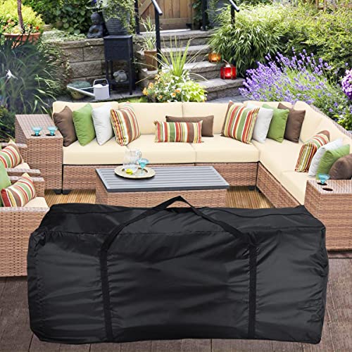 OUTLS Garden Furniture Cushion Storage Bag Large 173x76x51cm Oxford Fabric Waterproof Outdoor Cushion Covers With Handles Christmas Tree Bag Blac