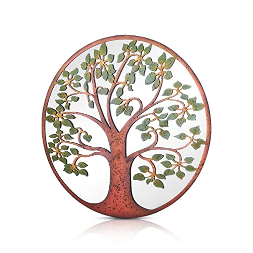 MirrorOutlet Large Metal Rustic Circular Shaped Garden Mirror Colour Tree 60cm X 60cm, Green (GM101)